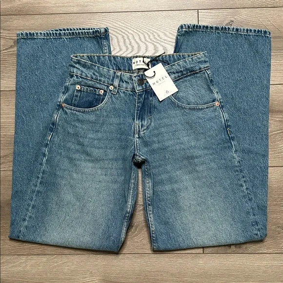 Motel Rocks Low Rise Parallel Jeans Bright Blue Size 24 - Picture 4 of 13